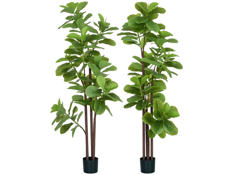  Lot de 2 plantes artificielles figuier à feuilles de violon ficus lyrata hauteur 180cm avec pot  - Conforama A