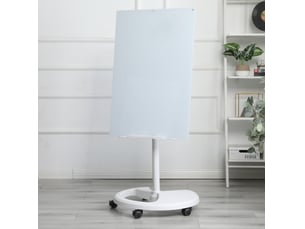 Tableau blanc magnétique 90x60 cm réglable en hauteur, verre trempé, blanc