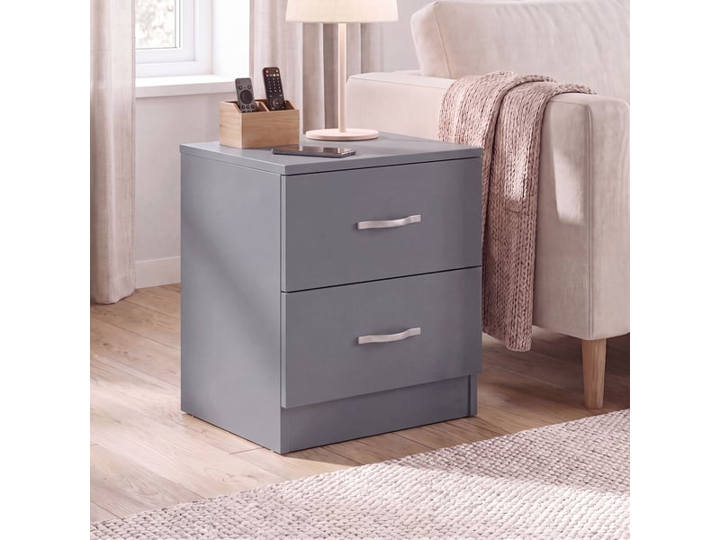  Table de chevet riano, commode de nuit, chambre, 47x40x36cm, set de 2, 2 tiroirs, gris 3332398 - Conforama C