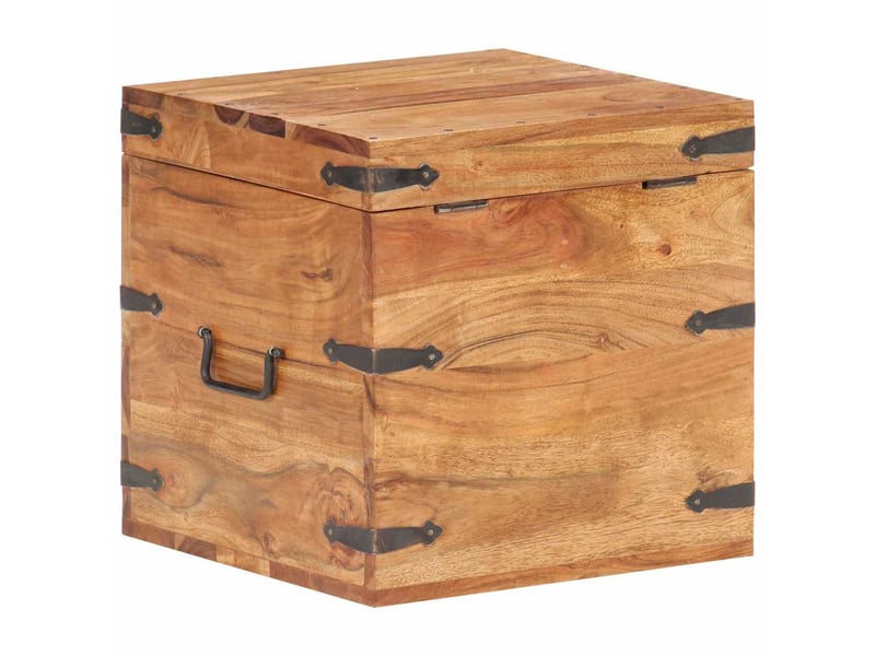 Coffre de rangement 40x40x40 cm bois d'acacia solide shl74893 - Conforama E