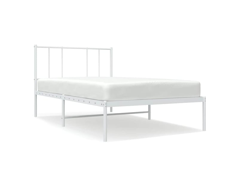  Lit simple- lit adulte -  cadre de lit métal sans matelas avec tête de lit blanc 80x200cm  - Conforama A