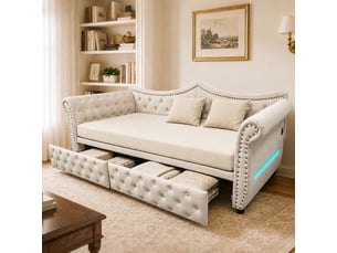 Lit banquette 90x200 cm MERAX coloris beige