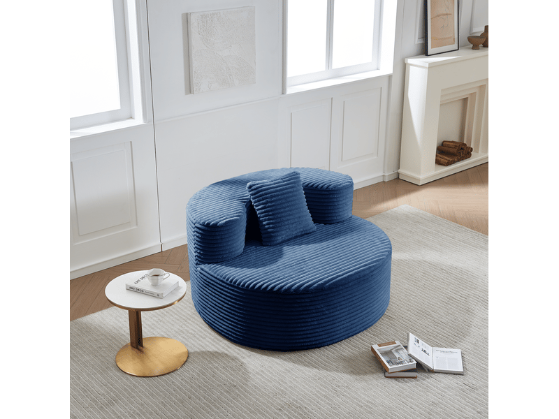  Fauteuil lounge modenvie en velours côtelé bleu 112 x 105 x 59 cm  - Conforama B