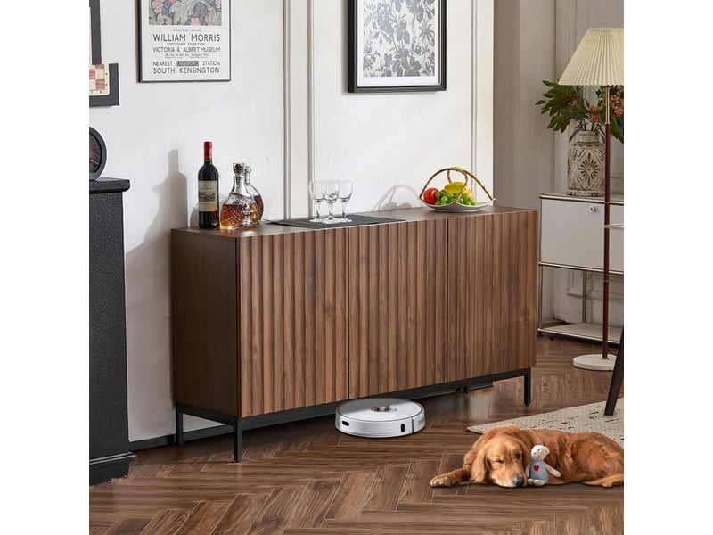  Buffet, 150 x 40 x 80 cm, meuble de rangement avec étagères réglables, 3 portes  - Conforama D