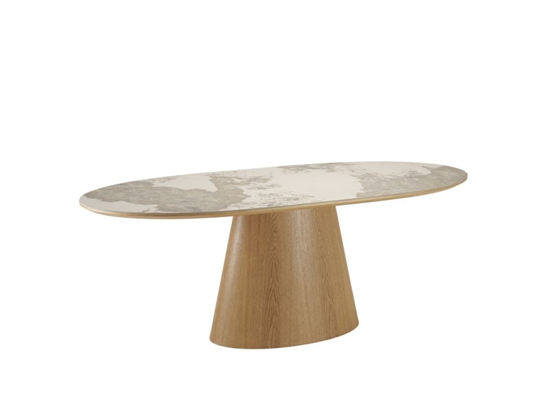 Ugo - table à manger 200x90cm plateau céramique pieds bois - Conforama A