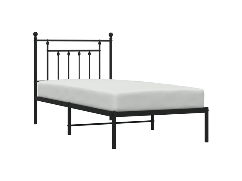  Lit simple- lit adulte -  cadre de lit métal sans matelas avec tête de lit noir 90x190 cm  - Conforama D