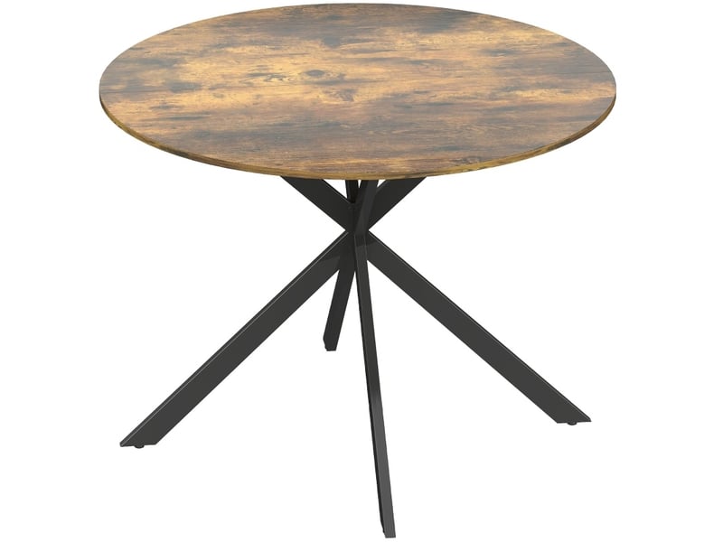  Table à manger ronde 4 personnes ø100 cm marron rustique style industriel  - Conforama A