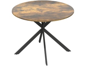 Table à manger ronde 4 personnes ø100 cm marron rustique style industriel