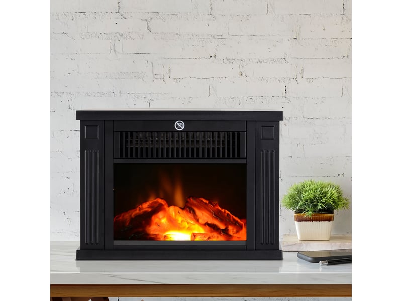  Cheminée électrique à poser avec effet flamme, 6001200 w, 10 à 15 m², noire  - Conforama D