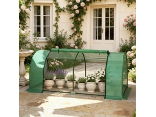 Mini serre de jardin 200 x 100 x 80 cm – vert foncé – porte enroulable zippée et structure acier avec liens de fixation