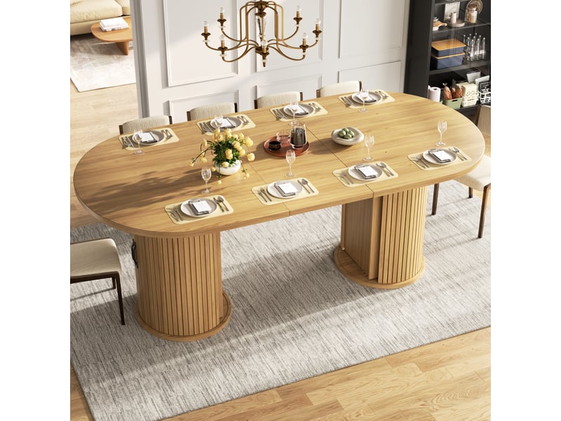  Table à manger extensible,150-190x80x75 cm,avec rangement,mdf,naturel  - Conforama B