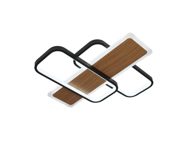  Fabrilamp forqueta, plafonnier, moderne, led, 120 w, 13200 lm, 3000-4000-6500 k, noirmadera, 6 x 50.5 x 49.5 cm 245081209 - Conforama A