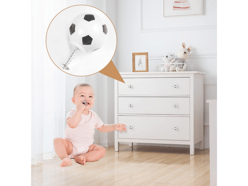  6 boutons de tiroir de football, boutons décoratifs pour meubles, poignées de coiffeuse pour enfants et amateurs de sport  - Conforama C