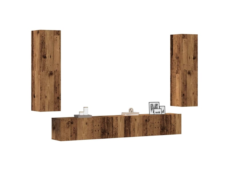  Meubles tv - banc tv - meuble de rangement muraux 4 pcs vieux bois bois d'ingénierie  - Conforama B