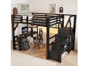 Lit mezzanine 140x200 cm <strong>MODENVIE</strong>  <strong></strong> coloris noir