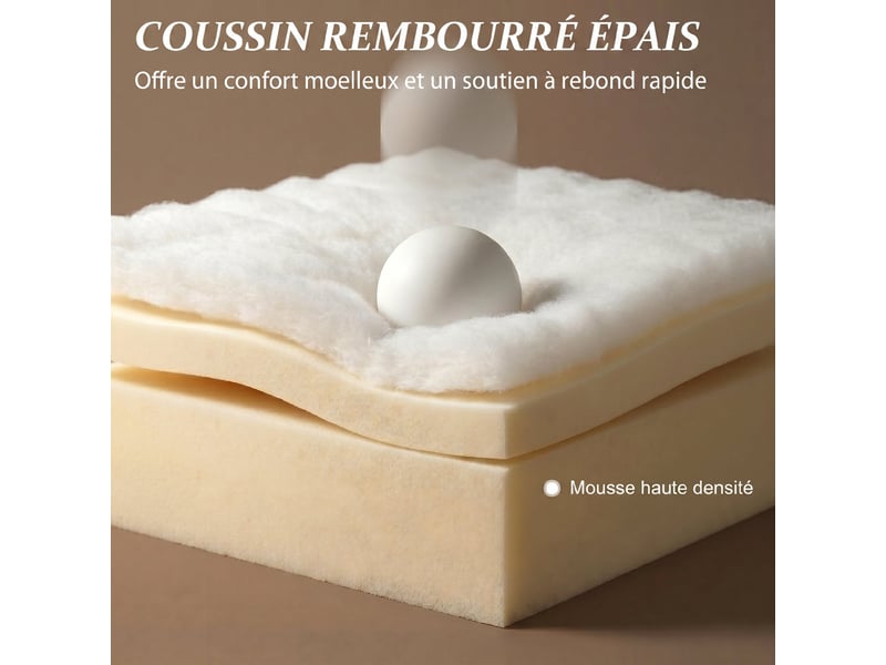 Canapé convertible 2 places, canapé-lit en chenille 190cm, dossier rabattable, beige, assise et accoudoirs larges - Conforama E
