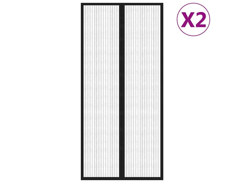 Lot de 2 rideaux de porte anti-insectes, moustiquaires avec aimants noir 210x90cm cf44142 - Conforama A