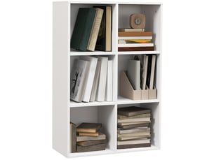 Bibliothèque moderne en bois à 6 cubes, 65,5 x 30 x 97,5 cm, blanche