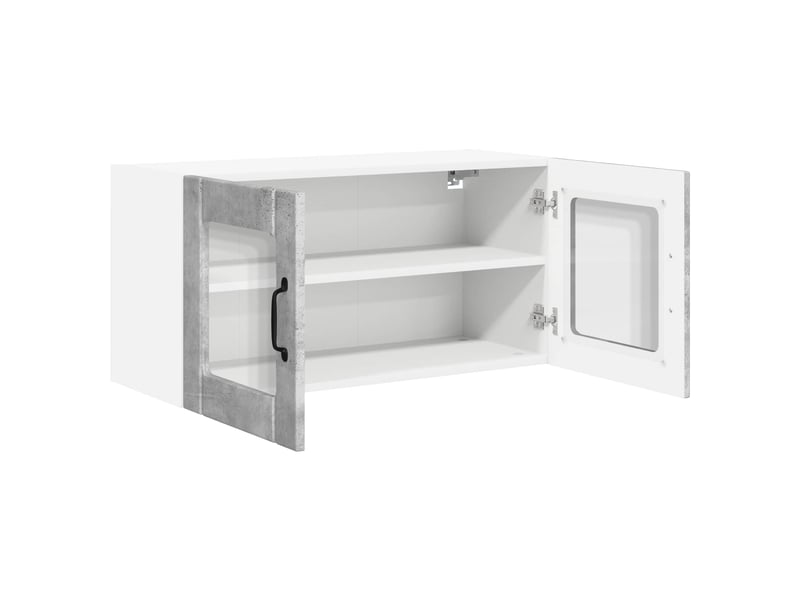 Meuble mural de cuisine, cabinet en verre mural gris béton 80x31x40cm shl5775 - Conforama E