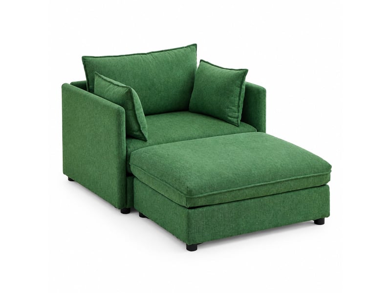  Fauteuil avec pouf 1 place modulaire avec coffre de rangement en velours altay vert 149 × 103,5 × 81 cm  - Conforama A