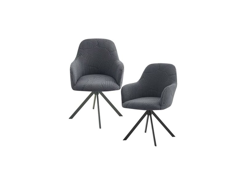  Lot de 2 housses de chaise extensibles avec accoudoirs, amovibles, lavables - pour salle à manger, restaurant, chaise de bureau - universel - gris foncé  - Conforama A