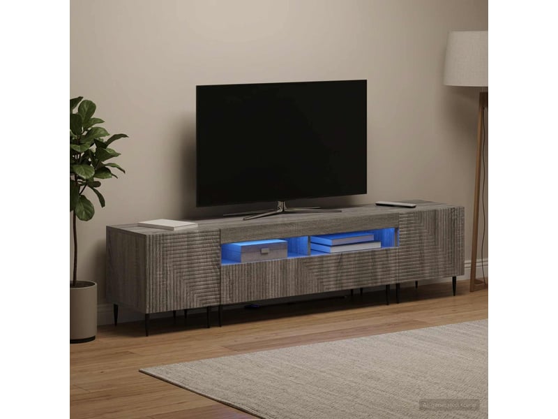 Ensemble de 3 meubles tv led sonoma gris bois d'ingénierie shl5694 - Conforama C