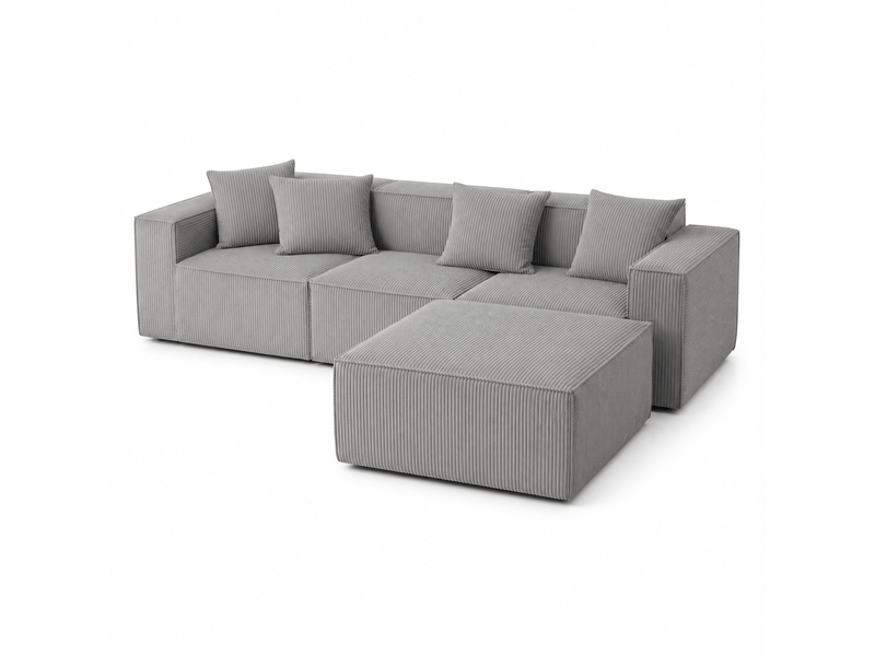 Canapé modulable 279 x 165 x 65 cm, tissu gris Luxe haut de gamme