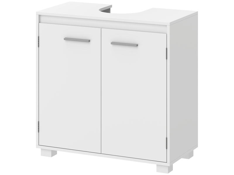  Meuble sous évier avec étagère réglable et 2 portes, 60 x 30 x 60 cm, blanc  - Conforama B
