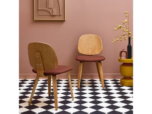 Lot de 2 chaises bois de peuplier courbé placage chêne et bouclette texturée terracotta - sophia