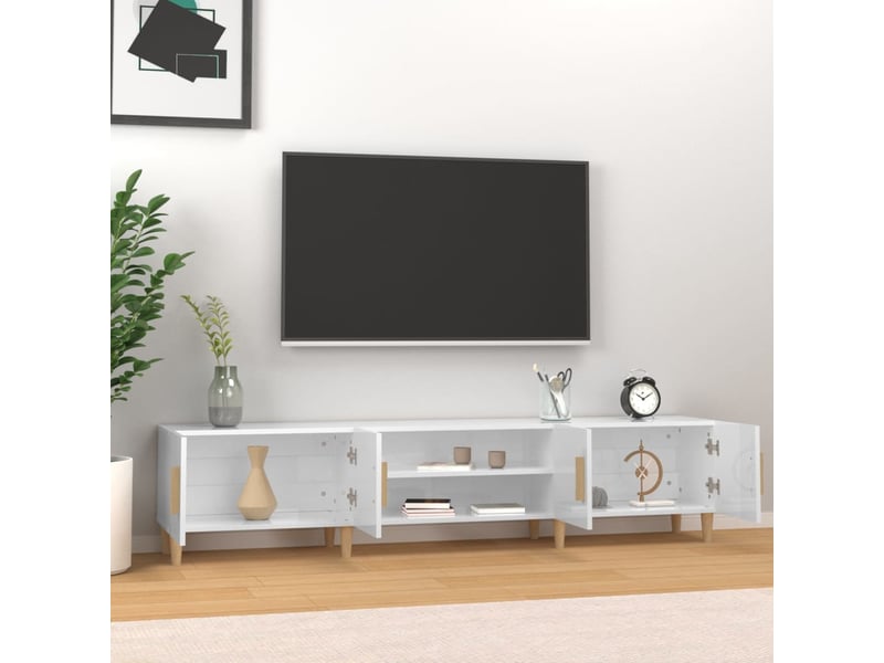  Meuble tv - banc tv - meuble de rangement blanc brillant 180x31,5x40 cm bois d'ingénierie  - Conforama C