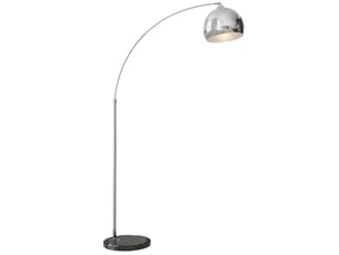 Lampadaire arqué, hauteur réglable, interrupteur au pied, base effet marbre, 170-180 cm, argentnoir