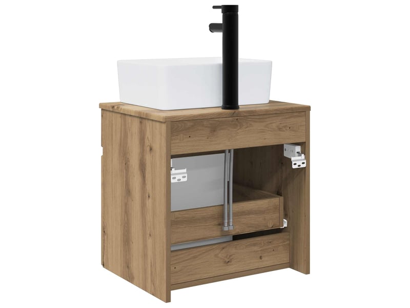  Meuble de lavabo mural, rangement salle de bain chêne artisanal 49x41x63 cm shl4659  - Conforama D