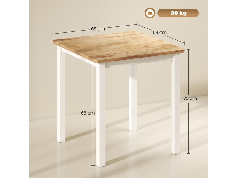  Table à manger 69x69x75 cm pour 4 personnes bois chêne  - Conforama C