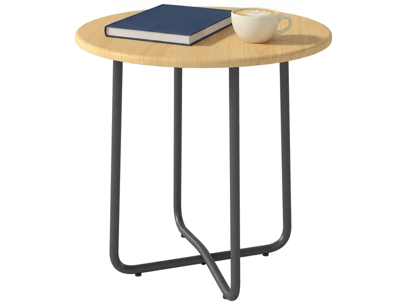 Table de jardin ronde en métal pour balcon et terrasse, ø48 x 51 cm, effet bois naturel - Conforama B