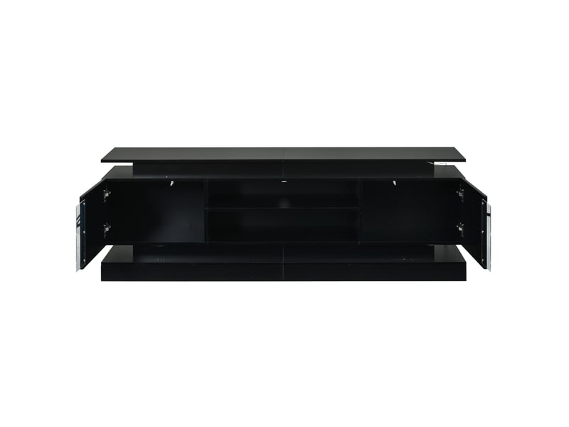  Meuble tv avec led et 2 portes, noir brillant, 180x35x60 cm  - Conforama D