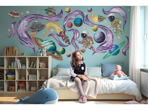 Sticker mural - planètes dans l'espace130x224 cm