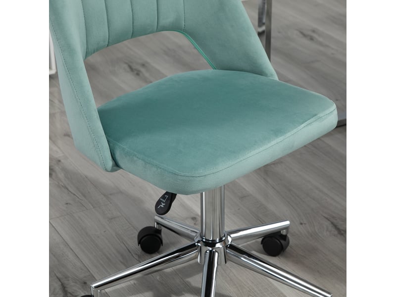  Chaise de bureau réglable verte en tissu, sans accoudoirs, pivotante à 360°, idéale pour le télétravail  - Conforama D