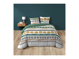Housse de couette 2 personnes 200 x 200 cm coton 42 fils asiana + 2 taies