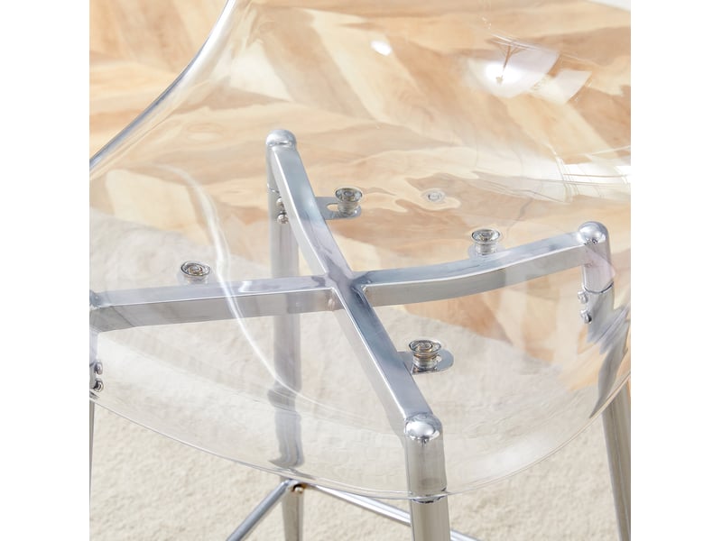  Lot de 4 tabourets de bar 43x50x101 cm transparents, chaise de bar, design moderne, cuisine, structure métal, argenté  - Conforama E