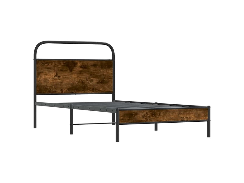  Lit simple- lit adulte -  cadre de lit sans matelas 100x200 cm chêne fumé bois ingénierie  - Conforama C