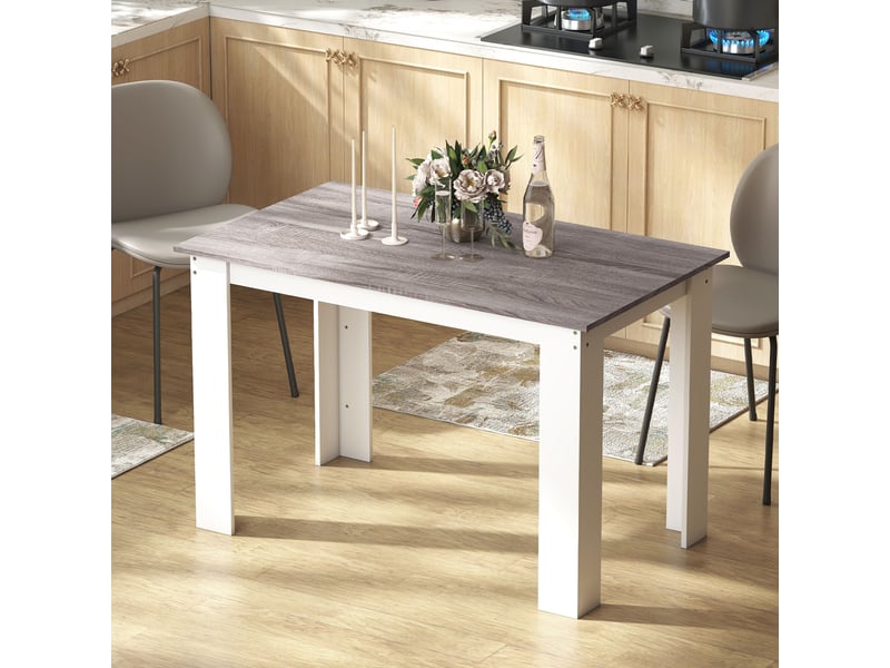  Table à manger table de cuisine moderne avec grand plateau 4-6 personnes en panneau de particules 120x69x75cm gris  - Conforama D