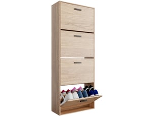 Casabel meuble rangement chaussure 24 paires - pour entree couloir - 60x24x150 cm - bois clair