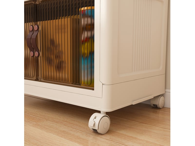  Armoire de rangement pliable 5 niveaux à portes magnétiques 53x30x156 cm blanche  - Conforama R