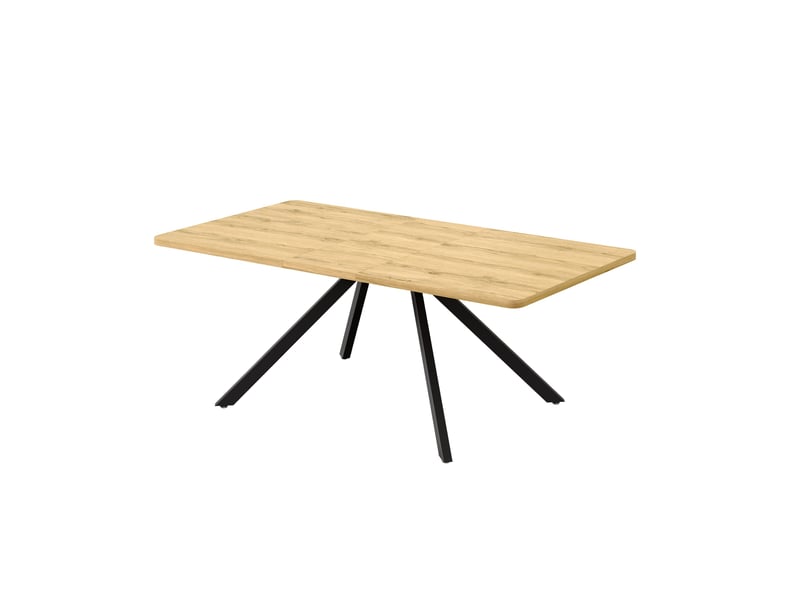  Table à manger extensible 160200240x90x74,5 cm pieds en métal, mdf, couleur bois clair et noir, design simple  - Conforama E