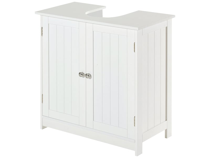  Meuble sous lavabo, meuble de salle de bain placard à 2 portes, étagère réglable, anti-humidité, 60 x 30 x 60 cm, blanc  - Conforama B