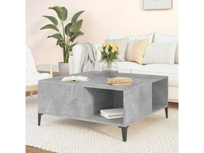  Table basse - table de salon - table à thé gris béton 80x80x36,5 cm bois d'ingénierie  - Conforama B