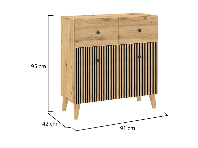  Buffet lenema, armoire 2 étagères, 91x42x95h cm chêne marron Lenema - Conforama C