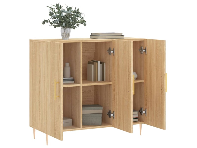  Buffet - bahut - meuble de rangement chêne sonoma 90x34x80 cm bois d'ingénierie  - Conforama D