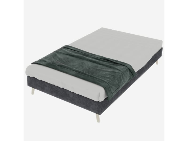  Lit enfant 90x200 cm, sans tête de lit, en tissu et métal, gris, sans matelas  - Conforama A