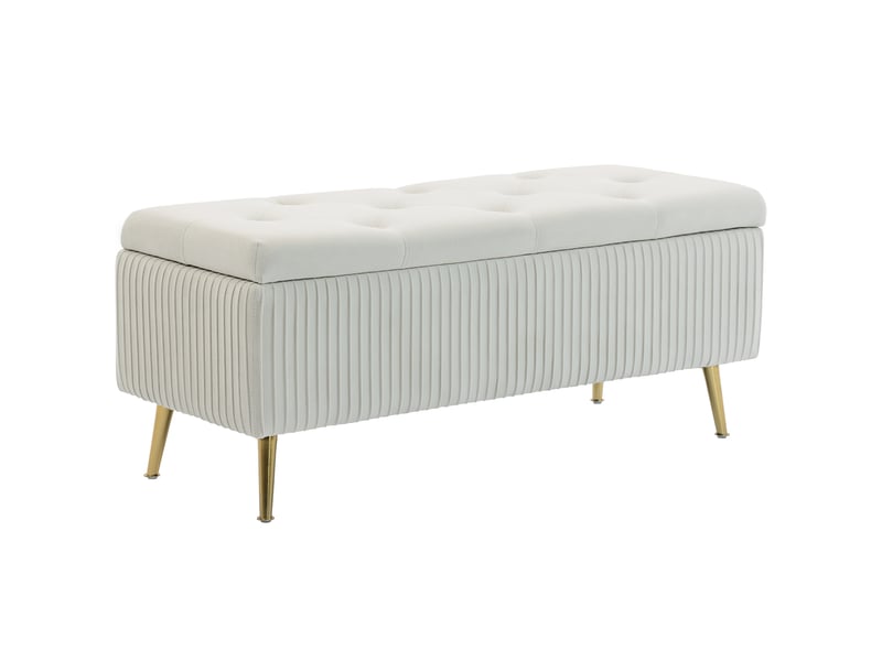  Banc coffre de rangement capitonné en tissu aspect velours 110 x 44,5 x 46 cm  - Conforama A